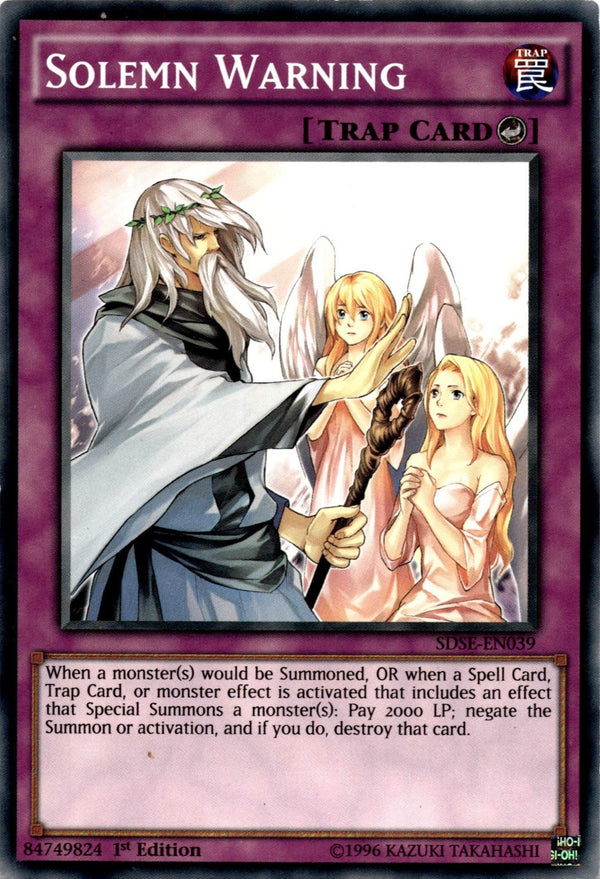 Yugioh Solemn Warning SDSE-EN039 Common 1st Edition LP