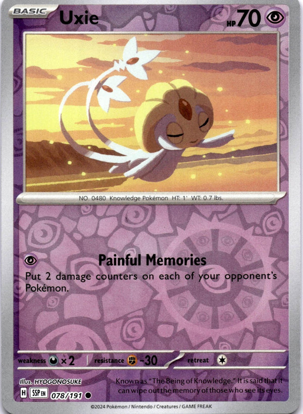 Pokemon Uxie 078/191 Surging Sparks Reverse Holo NM