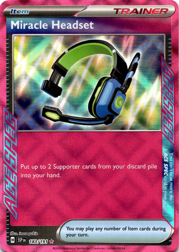 Pokemon Miracle Headset 183/191 Surging Sparks Ace Spec NM
