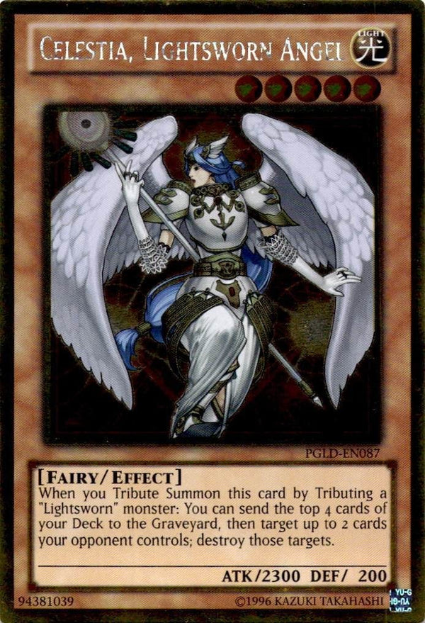 Yugioh Celestia, Lightsworn Angel PGLD-EN087 Gold Rare Unlimited Edition NM