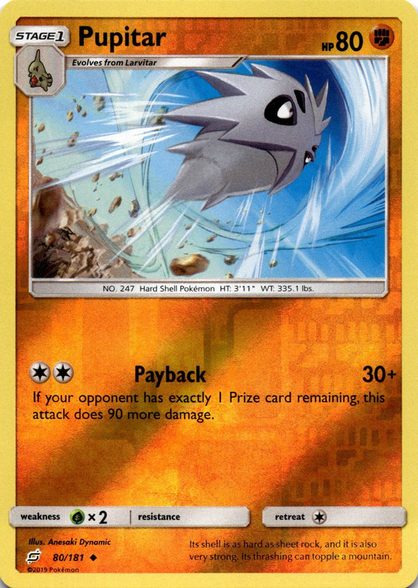 Pokemon Pupitar 80/181 Team Up Reverse Holo NM