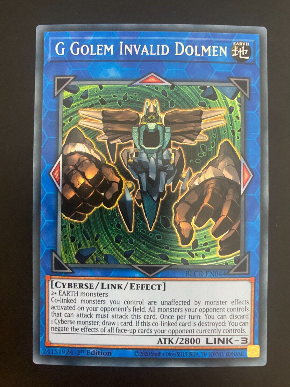 Yugioh G Golem Invalid Dolmen BLCR-EN044 1st Edition Secret Rare (Foil Bleed) NM