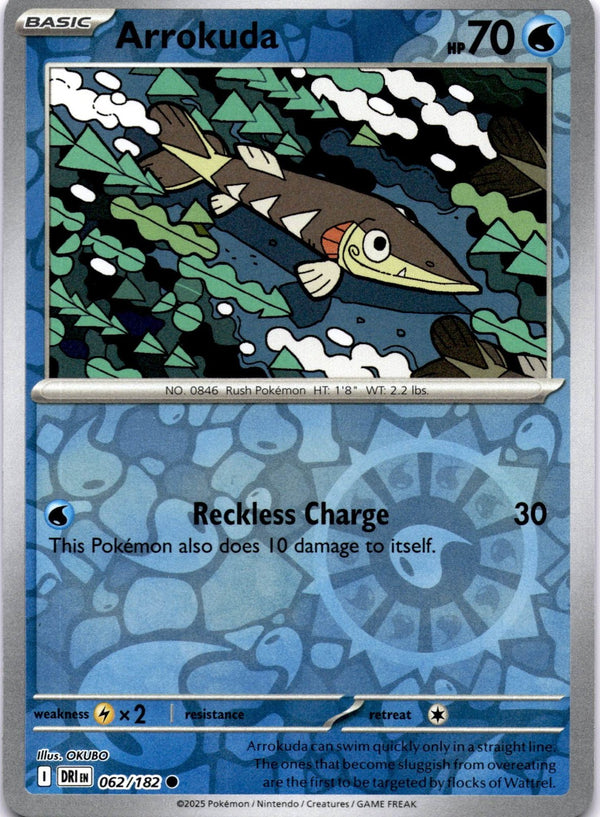 Pokemon Arrokuda 062/182 Destined Rivals Reverse Holo NM