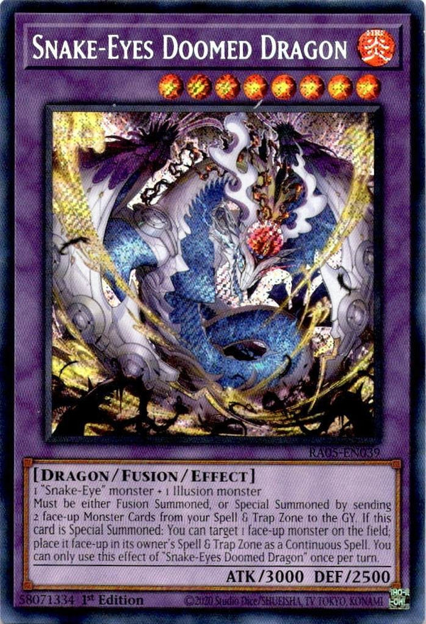 Yugioh Snake-Eyes Doomed Dragon RA05-EN039 NA Print Secret Rare 1st Edition NM
