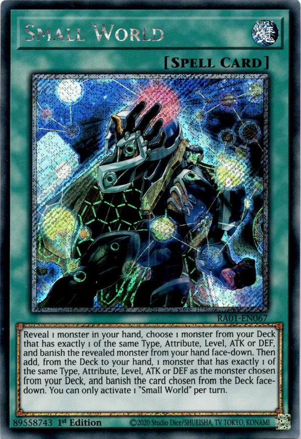 Yugioh Small World RA01-EN067 Platinum Secret Rare 1st Edition LP