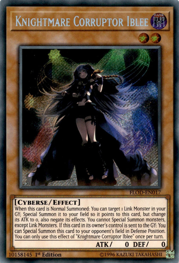 Yugioh Knightmare Corruptor Iblee FLOD-EN017 Secret Rare 1st Edition LP