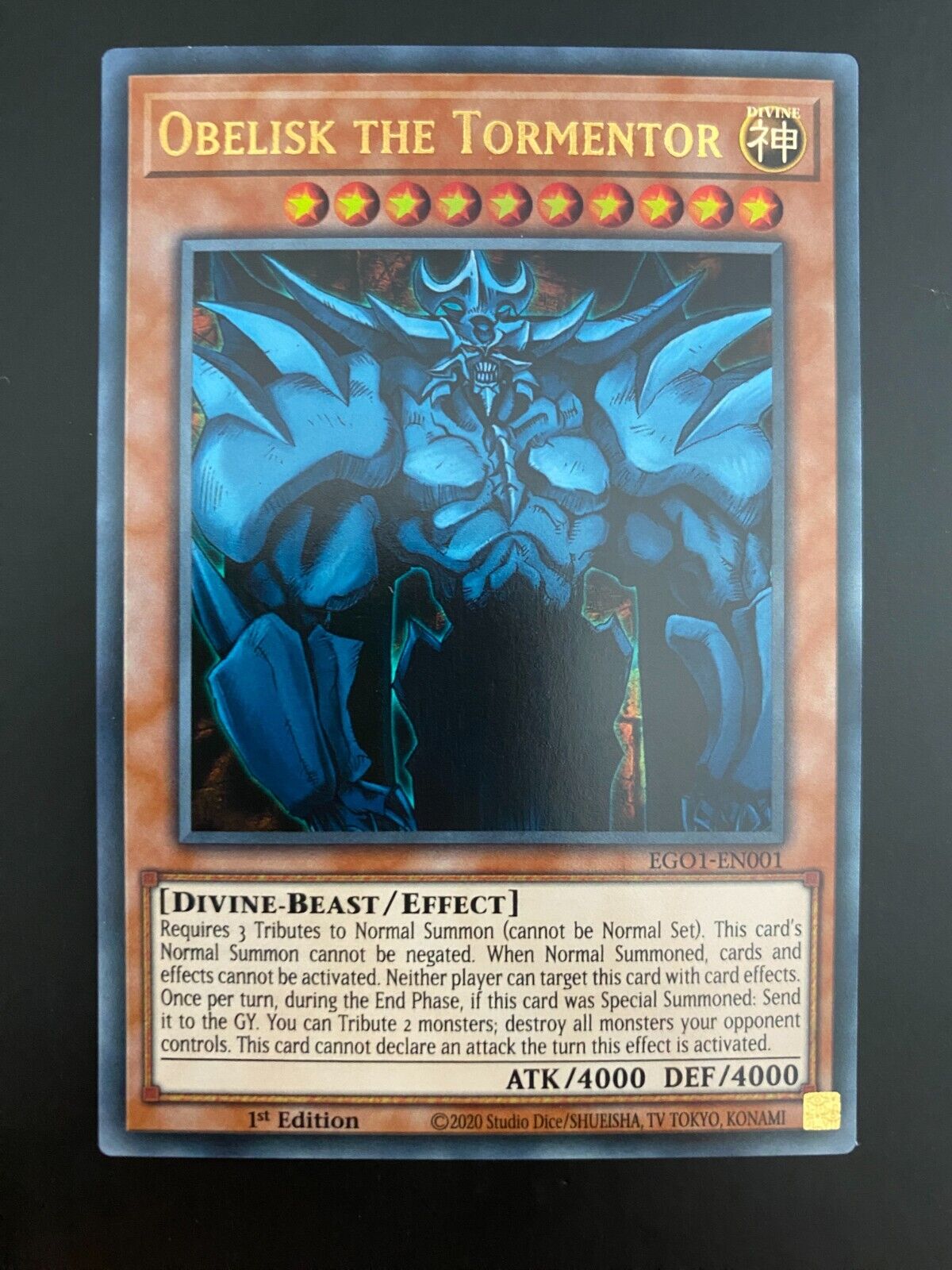 Yugioh Obelisk the Tormentor EGO1-EN001 1st Edition Ultra Rare NM/MINT