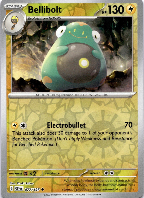 Pokemon Bellibolt 077/197 Obsidian Flames Reverse Holo NM