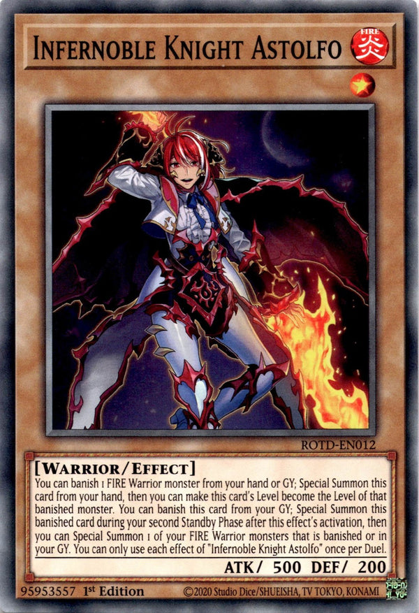 Yugioh Infernoble Knight Astolfo ROTD-EN012 Common 1st Edition NM