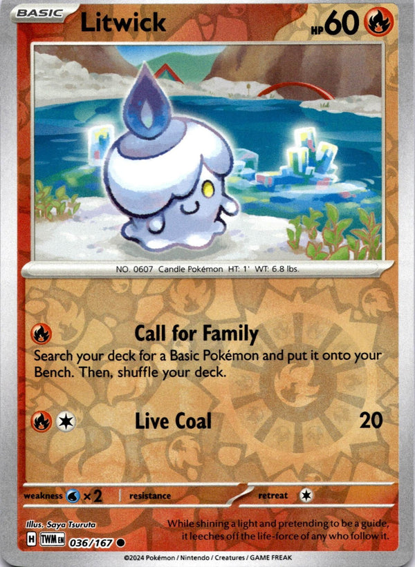 Pokemon Litwick 036/167 Twilight Masquerade Reverse Holo NM