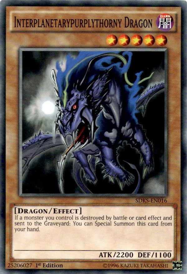Yugioh Interplanetarypurplythorny Dragon SDKS-EN016 Common 1st Edition NM
