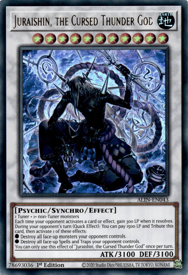 Yugioh Juraishin, the Cursed Thunder God ALIN-EN043 Ultra Rare 1st Edition NM