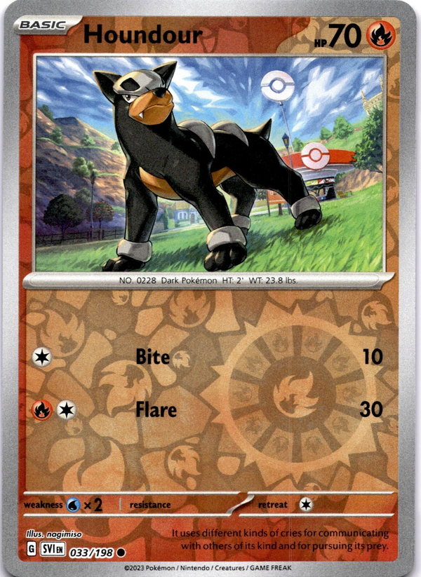 Pokemon Houndour 033/198 Scarlet Violet Base Reverse Holo LP/NM