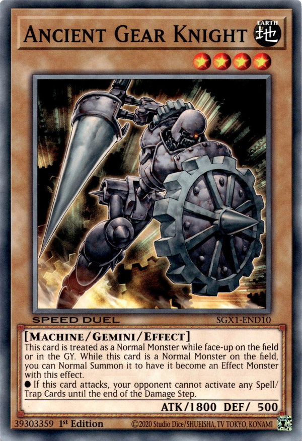 Yugioh Ancient Gear Knight SGX1-END10 Speed Duel Common 1st Edition NM