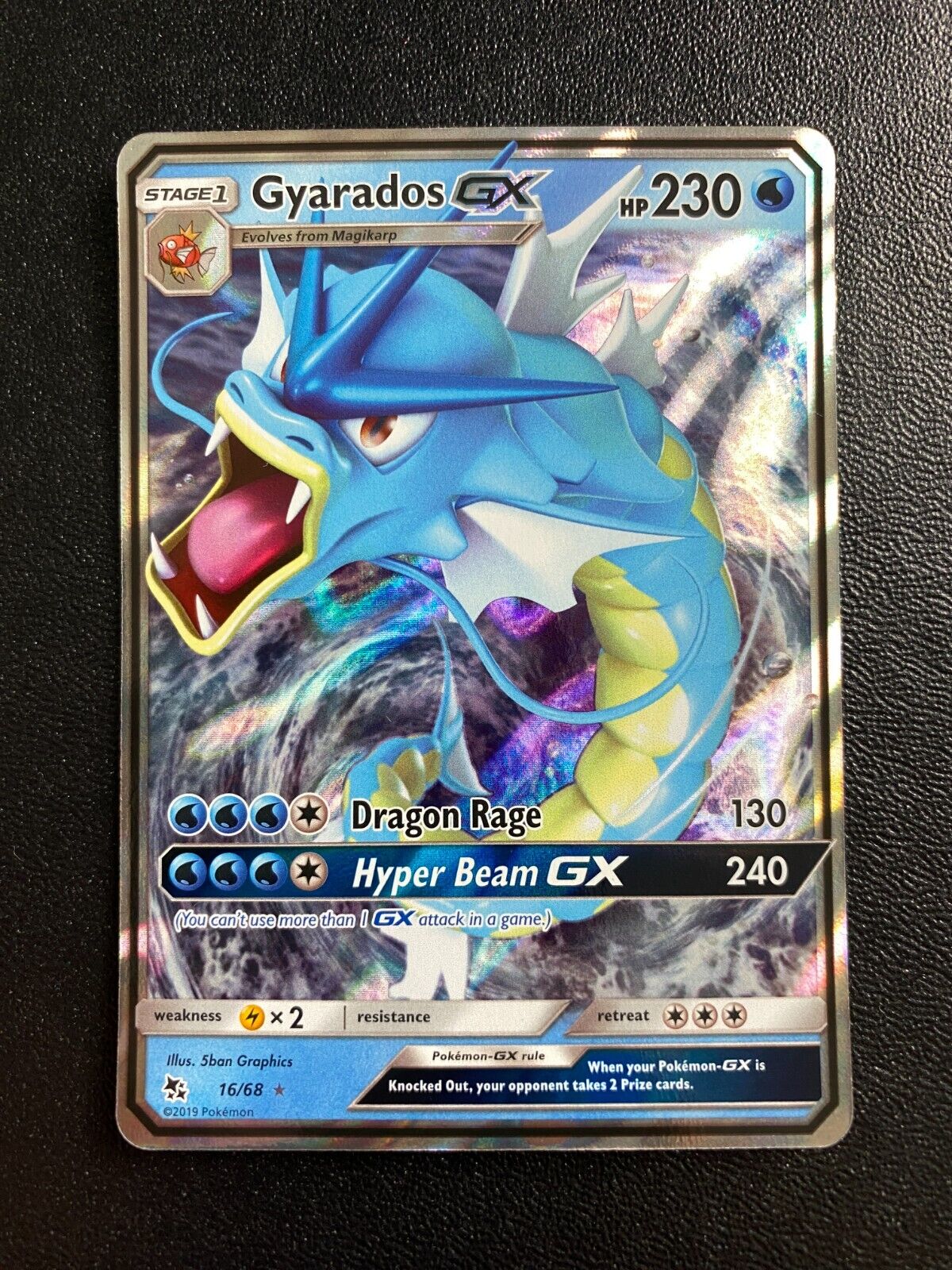 Pokemon Gyarados GX 16/68 Hidden Fates Full Art Holo NM