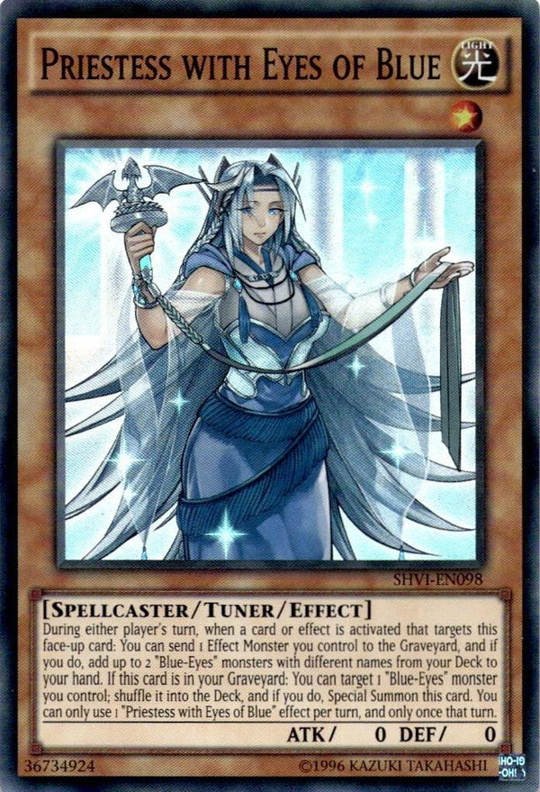Yugioh Priestess with Eyes of Blue SHVI-EN098 Super Rare Unlimited Edition NM