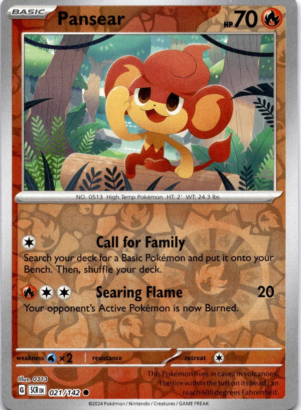 Pokemon Pansear 021/142 Stellar Crown Reverse Holo NM