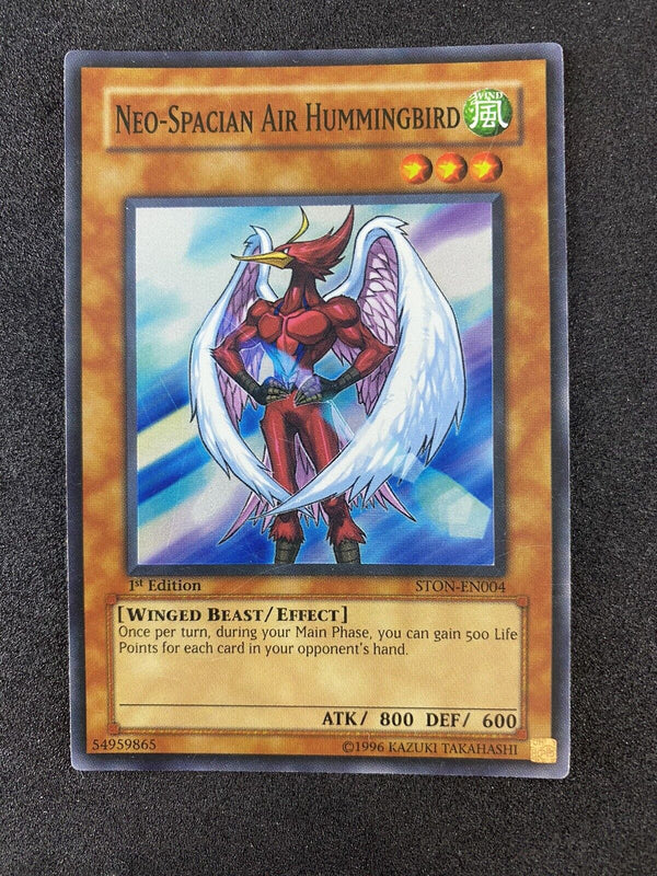 Yugioh Neo-Spacian Air Hummingbird STON-EN004 Super Rare 1st Edition LP