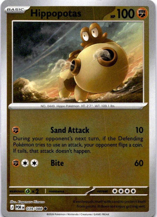 Pokemon Hippopotas 039/088 Perfect Order Reverse Holo NM