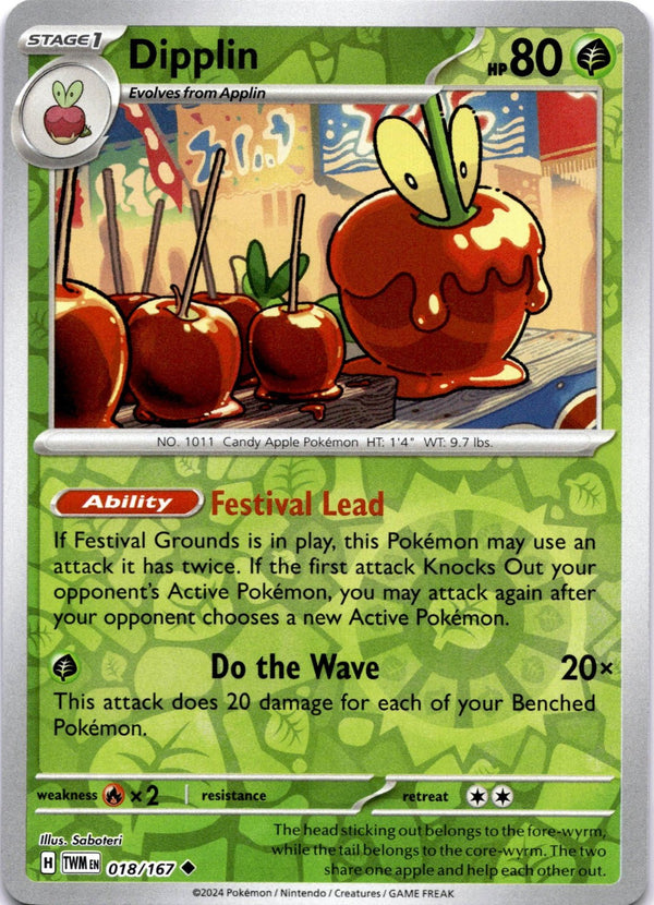 Pokemon Dipplin 018/167 Twilight Masquerade Reverse Holo NM