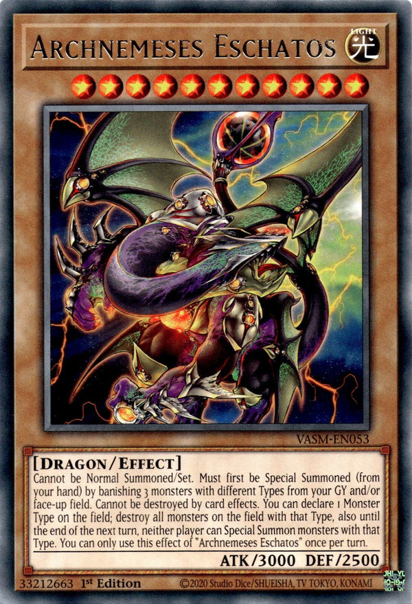 Yugioh Archnemeses Eschatos VASM-EN053 Rare 1st Edition NM