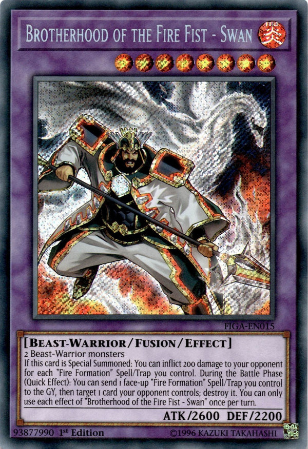 Yugioh Brotherhood of the Fire Fist - Swan FIGA-EN015 Secret Rare 1st Edition LP