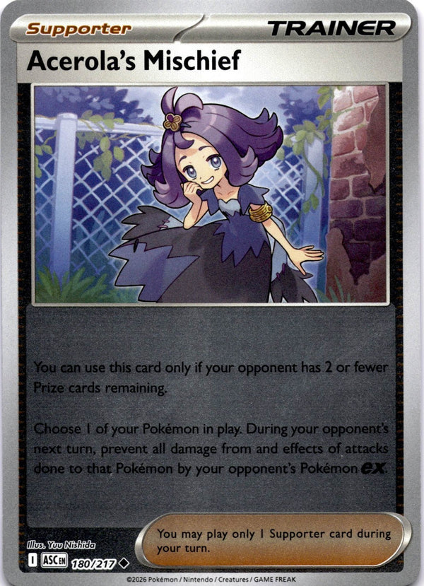 Pokemon Acerola's Mischief 180/217 Ascended Heroes Reverse Holo NM