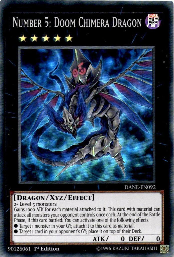 Yugioh Number 5: Doom Chimera Dragon DANE-EN092 Super Rare 1st Edition VLP/NM