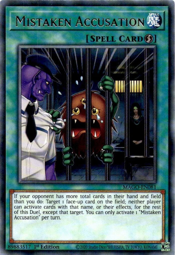 Yugioh Mistaken Accusation MAGO-EN081 Rare 1st Edition NM