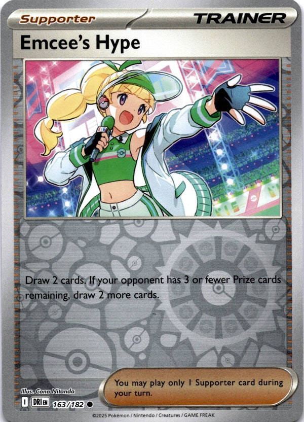 Pokemon Emcee's Hype 163/182 Destined Rivals Reverse Holo NM
