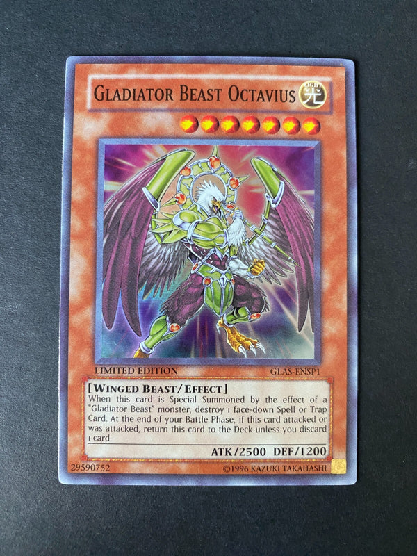 Yugioh Gladiator Beast Octavius GLAS-ENSP1 Super Rare Limited Edition VLP/NM