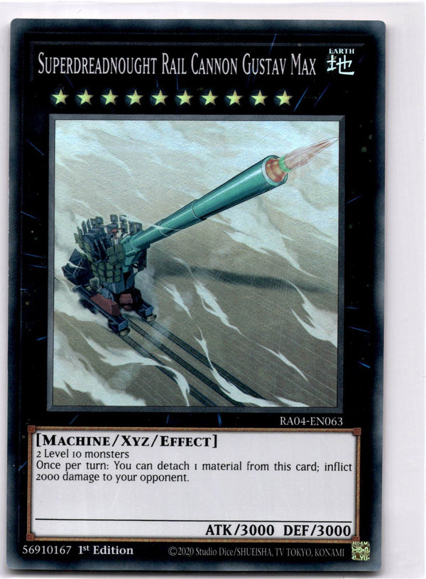 Yugioh Superdreadnought Rail Cannon Gustav Max RA04-EN063 Super Rare 1st Ed NM