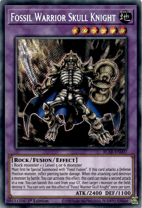 Yugioh Fossil Warrior Skull Knight BLAR-EN007 Secret Rare 1st Edition NM