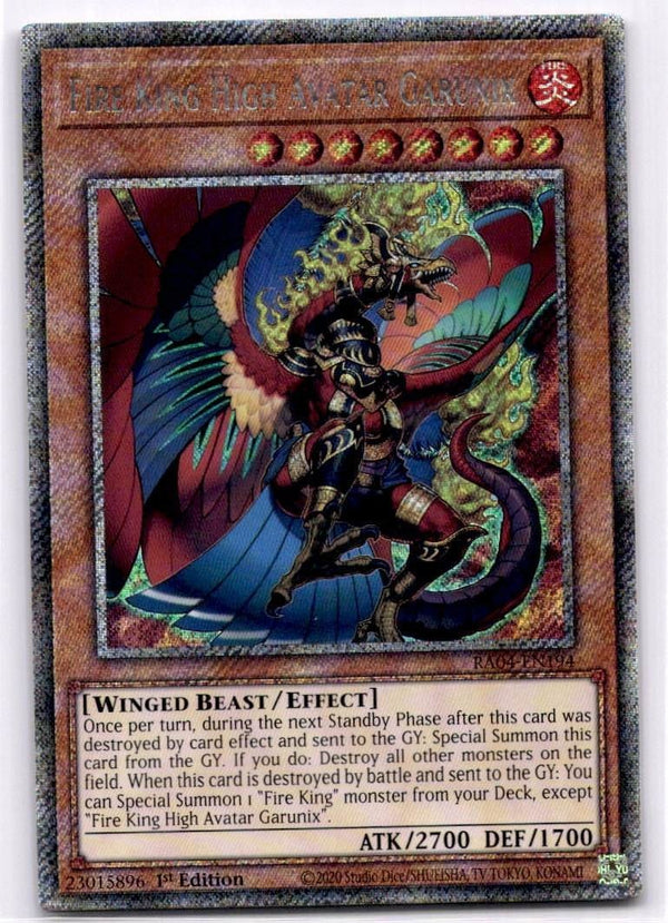 Yugioh Fire King High Avatar Garunix RA04-EN194 Platinum Secret Rare 1st Ed NM