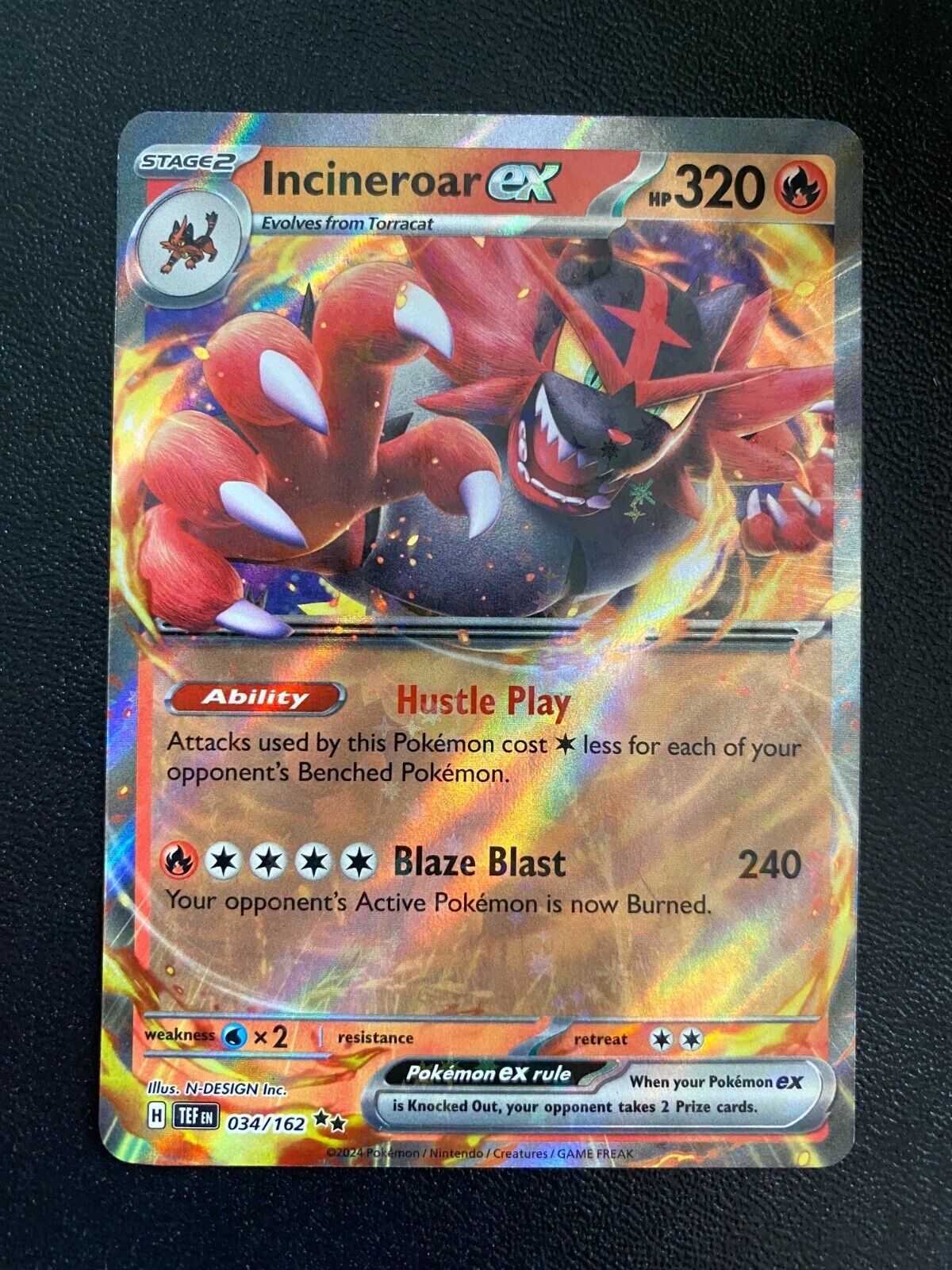 Pokemon Incineroar ex 034/162 SV Temporal Forces Full Art Holo