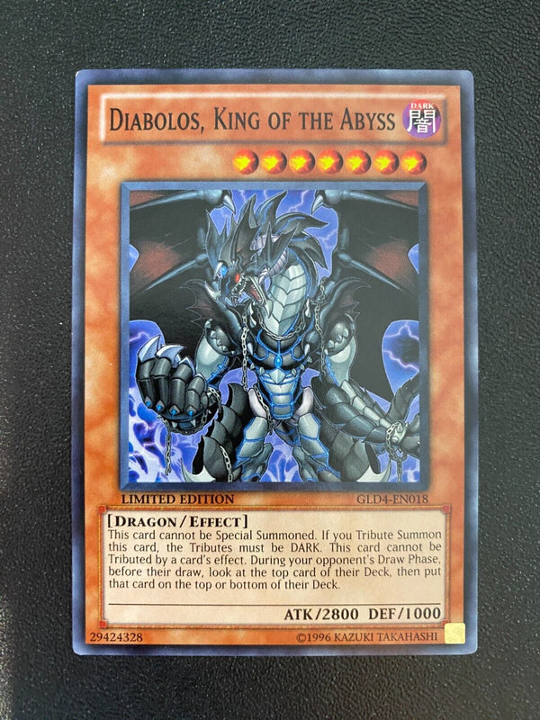 Yugioh Diabolos, King of the Abyss GLD4-EN018 Common Limited Edition NM