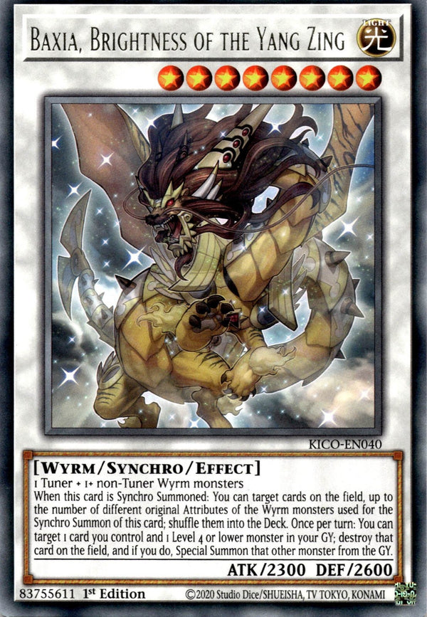 Yugioh Baxia, Brightness of the Yang Zing KICO-EN040 Rare 1st Edition NM