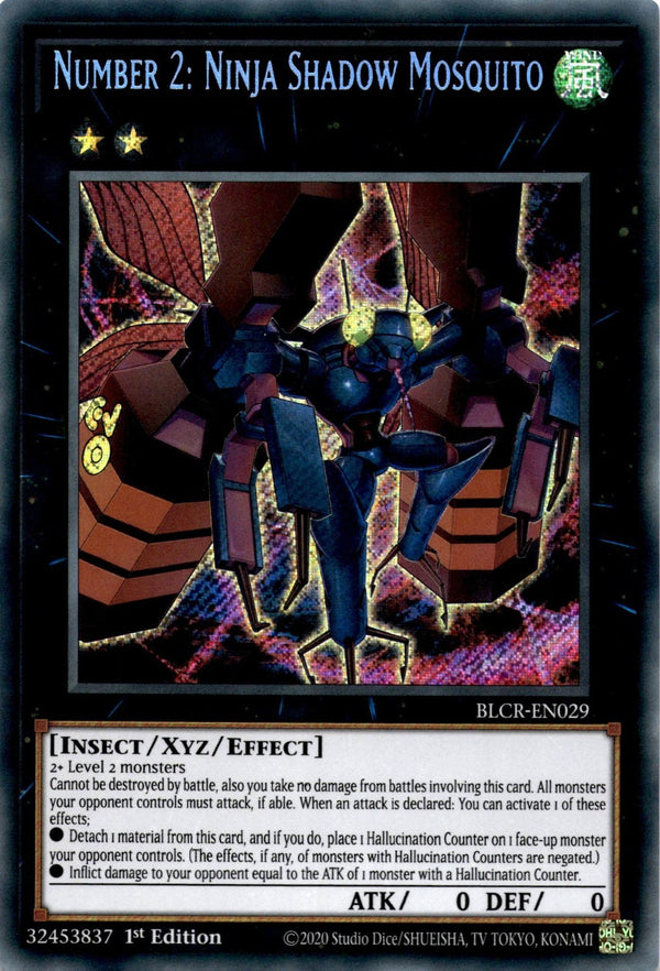 Yugioh Number 2: Ninja Shadow Mosquito BLCR-EN029 Secret Rare 1st Edition NM
