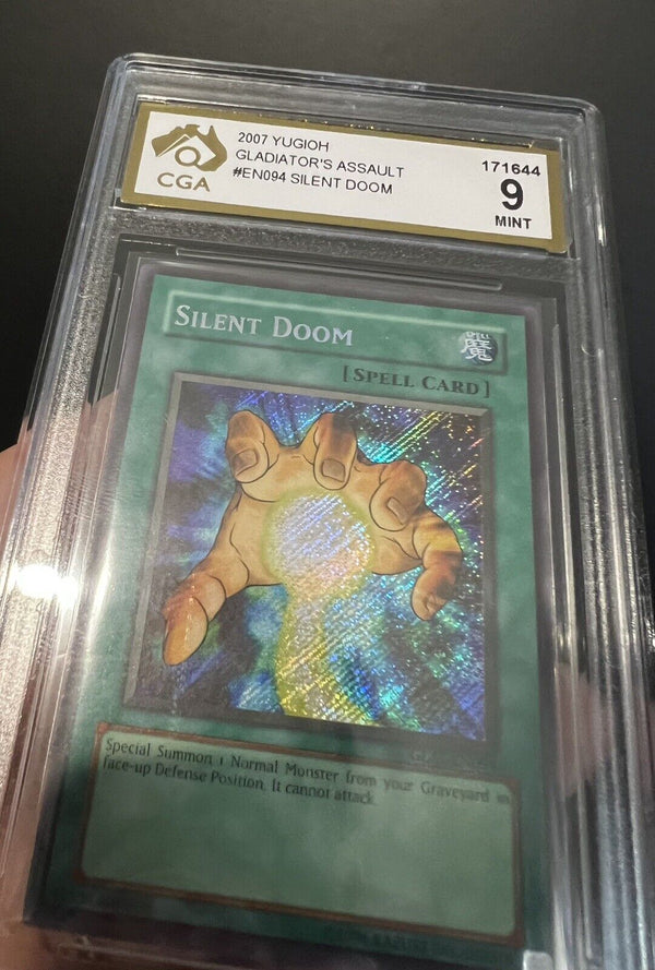 Yugioh Silent Doom GLAS-EN094 EURO Print Unlimited CGA 9 PSA 9 MINT