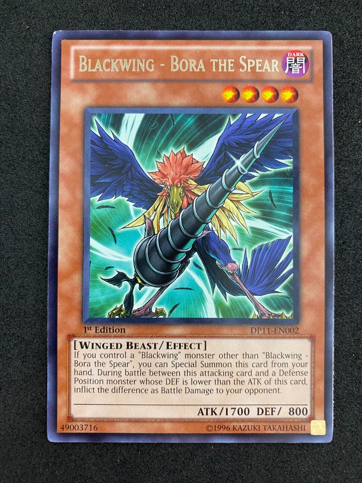 Yugioh Blackwing - Bora The Spear DP11-EN002 1st Edition VLP