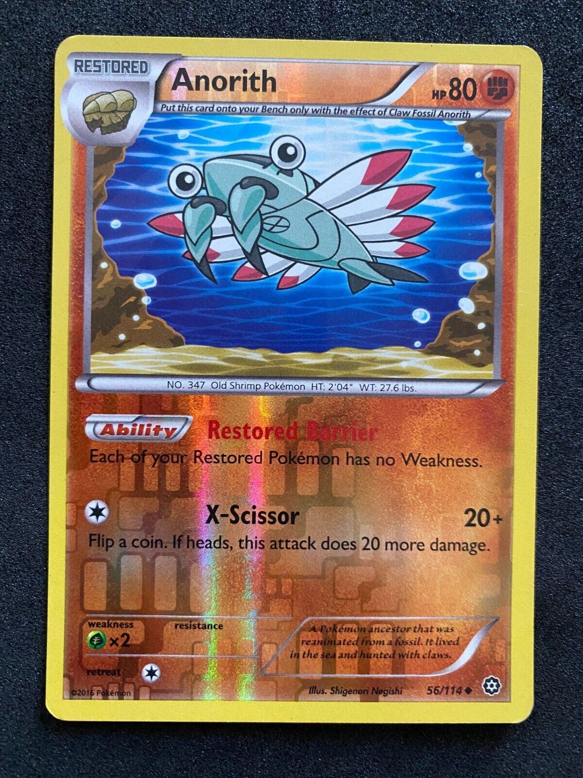 Pokemon Anorith 56/114 Steam Siege Reverse Holo MP