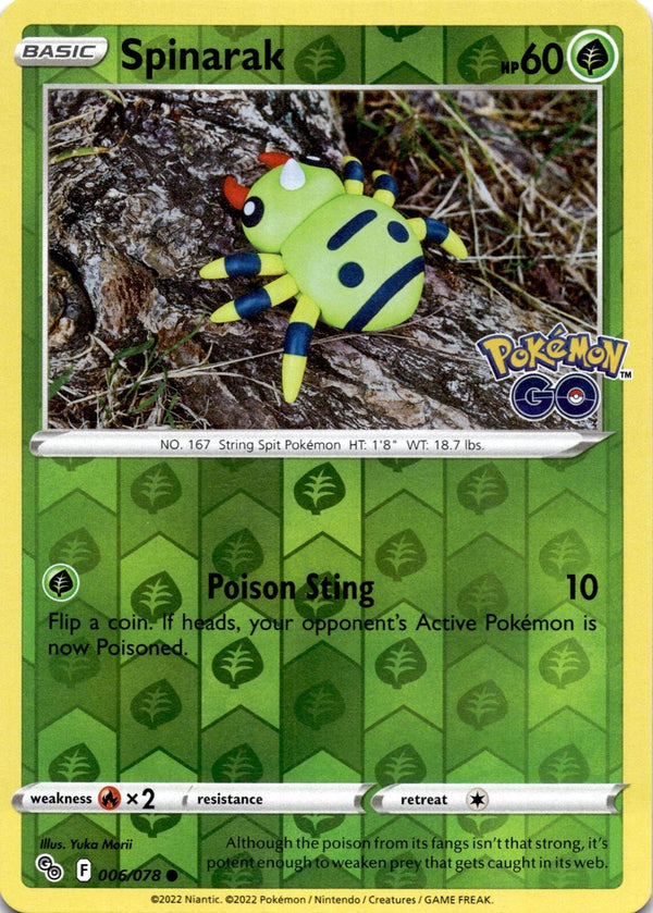Pokemon Spinarak 006/078 Pokemon Go Reverse Holo NM