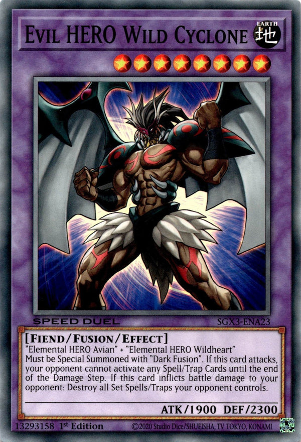 Yugioh Evil HERO Wild Cyclone SGX3-ENA23 Speed Duel Common 1st Edition NM