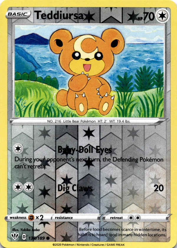 Pokemon Teddiursa 138/189 Darkness Ablaze Reverse Holo NM