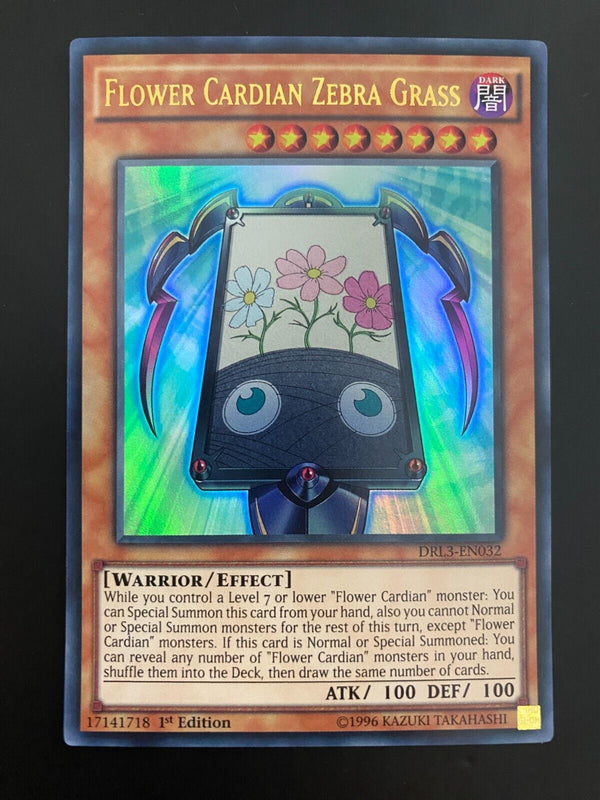 Yugioh Flower Cardian Zebra Grass DRL3-EN032 Ultra Rare 1st Edition VLP/NM