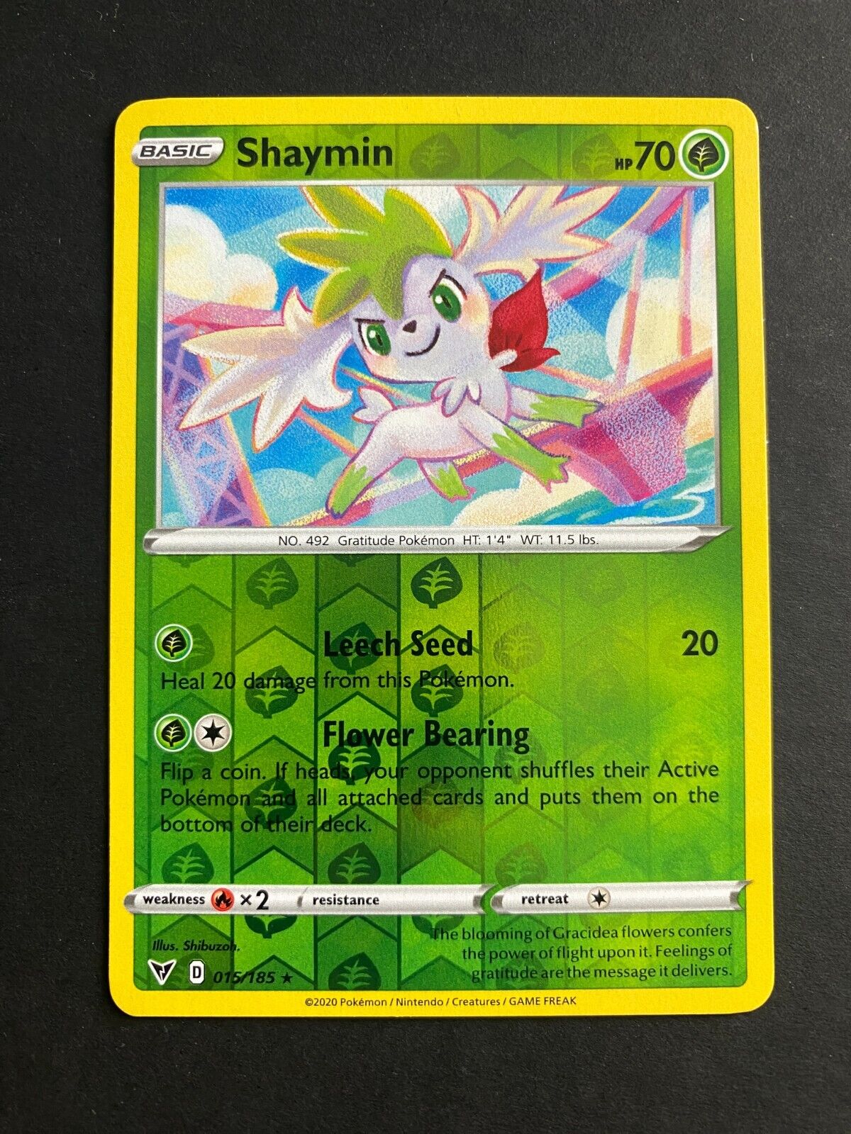 Pokemon Shaymin 015/185 Vivid Voltage Reverse Holo NM