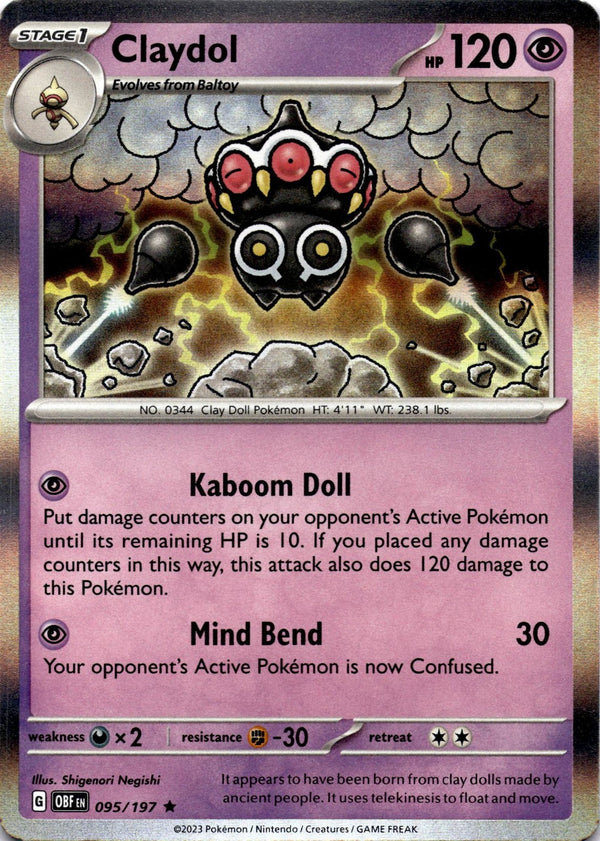 Pokemon Claydol 095/197 Obsidian Flames Holo NM