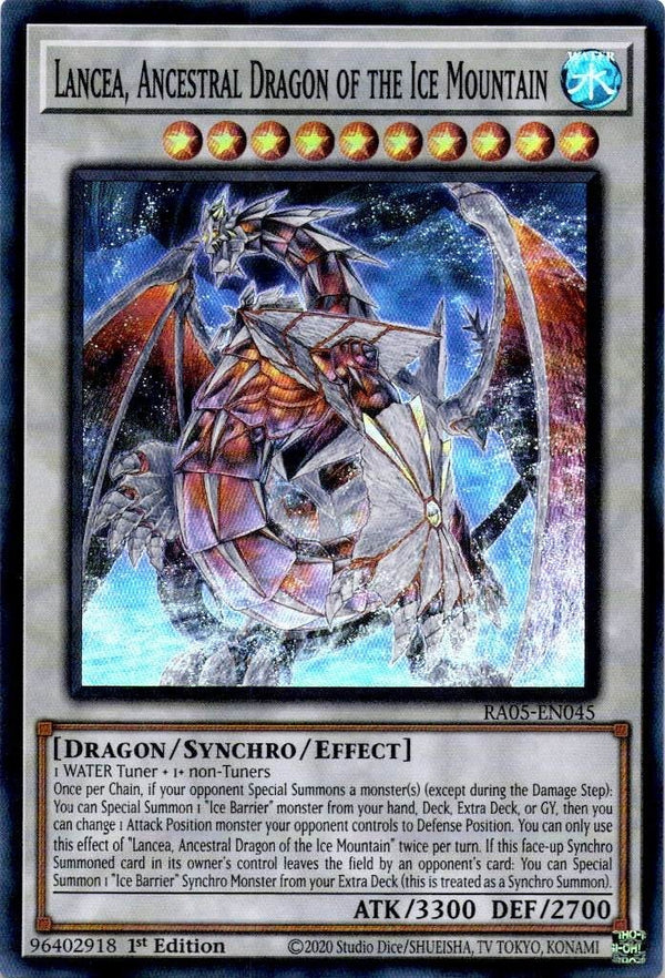 Yugioh Lancea, Ancestral Dragon of the Ice Mountain RA05-EN045 NA Print SR NM