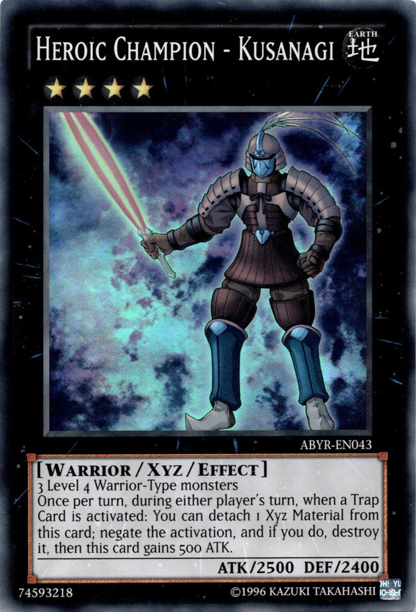 Yugioh Heroic Champion - Kusanagi ABYR-EN043 Super Rare 1st Edition MP/LP