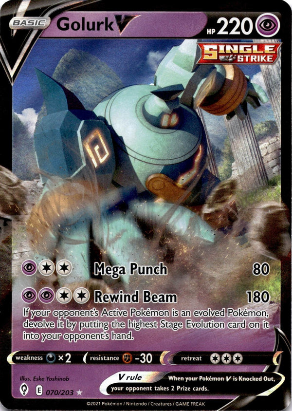 Pokemon Golurk V 070/203 Evolving Skies Full Art Holo NM